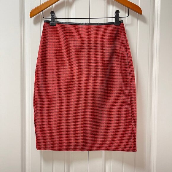 Express Houndstooth Pencil Skirt Red Black – 0 - Picture 3 of 12